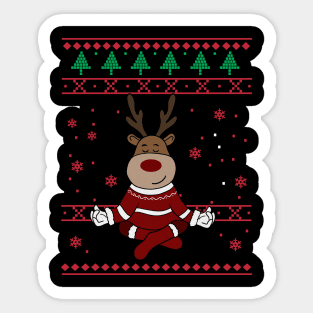 Deer Yoga Xmas, Reindeer Santa Sticker